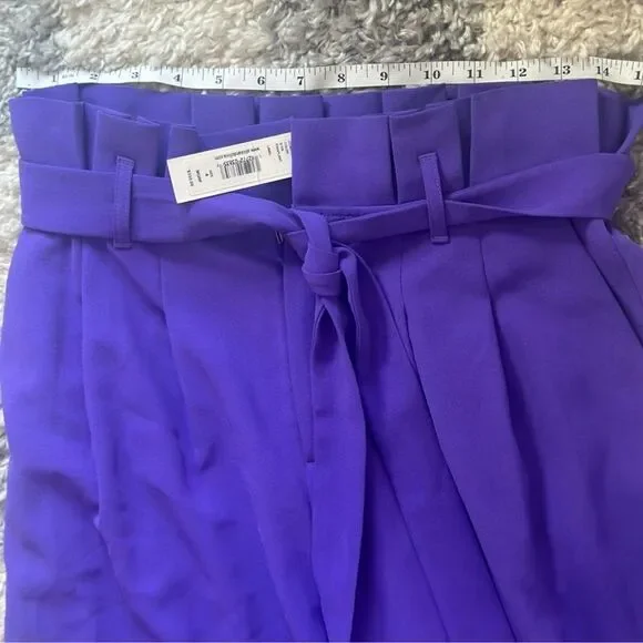 NWT Alice and Olivia Farrel Pleated Paperbag-Waist Pants